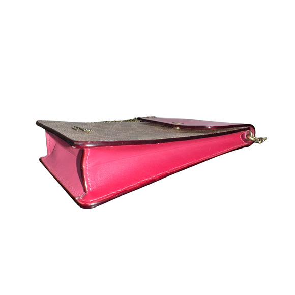 Coach Snap Phone Crossbody Signature Coated Canvas Leather 76357 Red Chain Strap - Picture 7 of 12